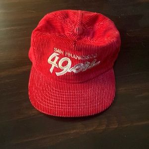 Red corduroy 49ers hat